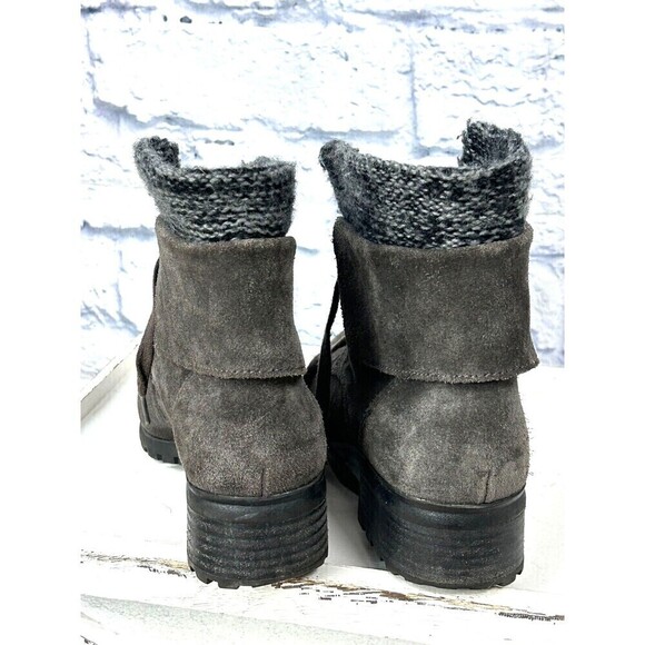Lucky Brand Heylie Suede Lace Up Fold Over Ankle Boot Combat Boot Grey Size 7.5M - Picture 9 of 12